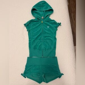 TNA Green Hooded Jumpsuit